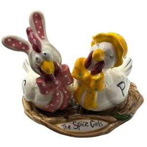 Blue Sky Clayworks Bunny and Lulu Hen Spice Girls Ceramic Salt&Pepper Shakers
